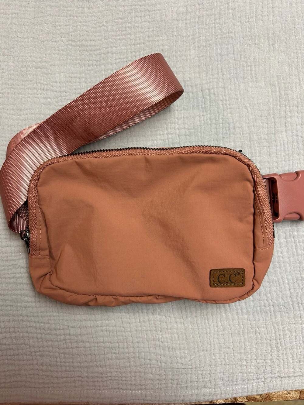 C.C. Nylon Belt Bag Crossbody Fanny Pack Dusty Rose